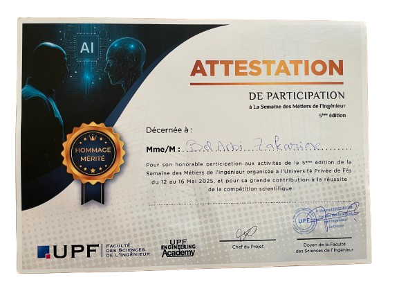 UPF Competition Participation Certificate